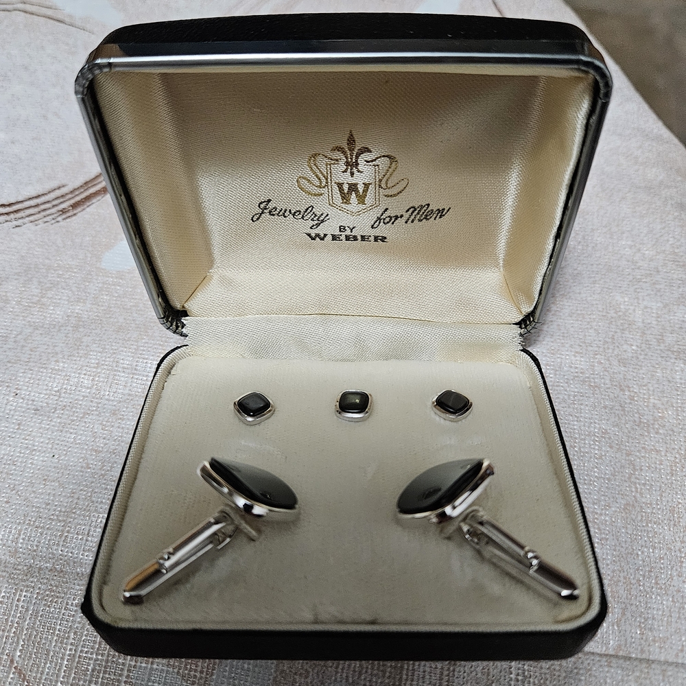 Black and Silver Cufflinks Set